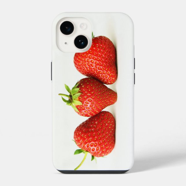Coque iPhone Trois fraises sur fond blanc ipha (Verso)