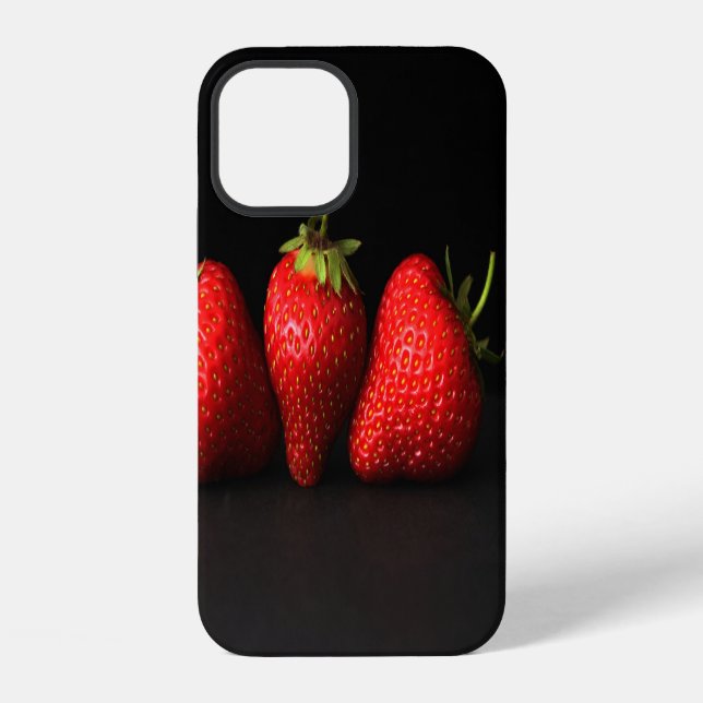 Coque iPhone Trois fraises sur fond noir iphcnm (Verso)