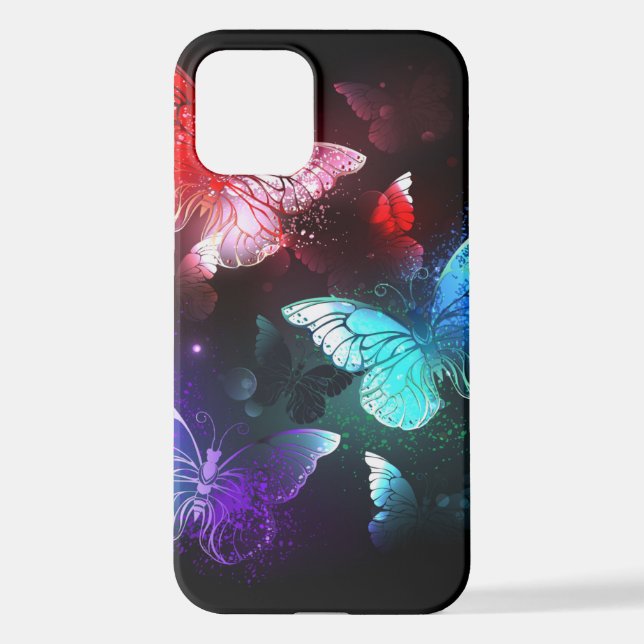 Coque iPhone Trois papillons brillants sur l'arrière - plan de  (Verso)