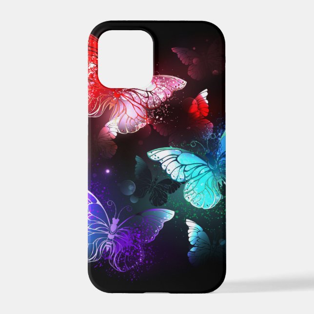 Coque iPhone Trois papillons brillants sur l'arrière - plan de  (Verso)