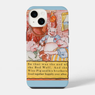 Coque Pour iPhone 14 Trois Petits Cochons Cuisinant Loup, Conte de Fées