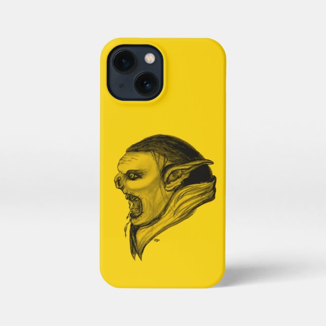 Coque iPhone Troll en noir et jaune (Verso)