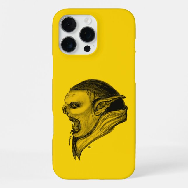 Coque iPhone Troll en noir et jaune (Verso)