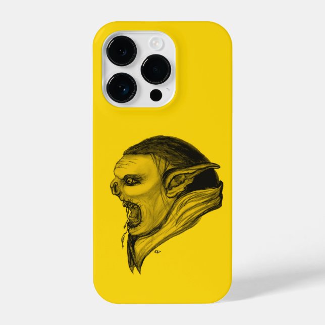 Coque iPhone Troll en noir et jaune (Verso)