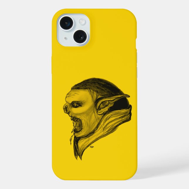 Coque iPhone Troll en noir et jaune (Verso)