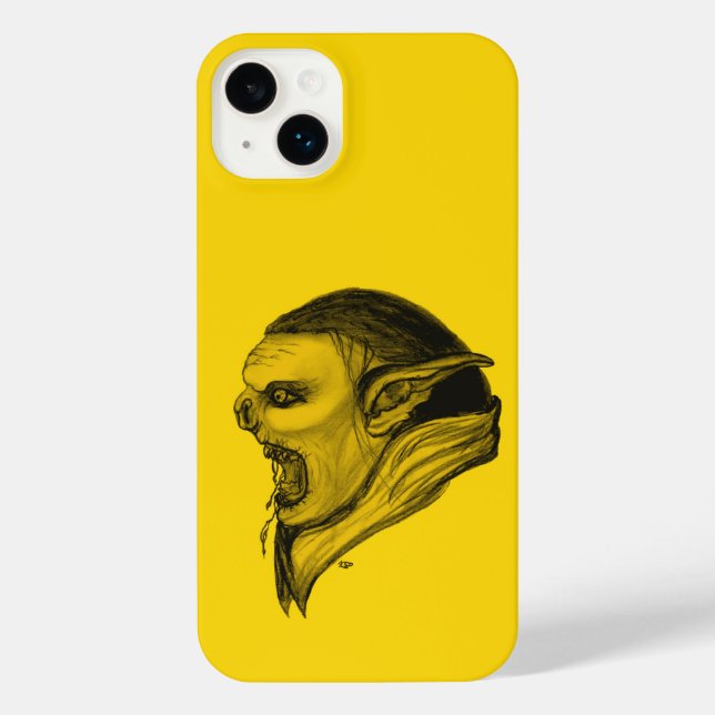 Coque iPhone Troll en noir et jaune (Verso)