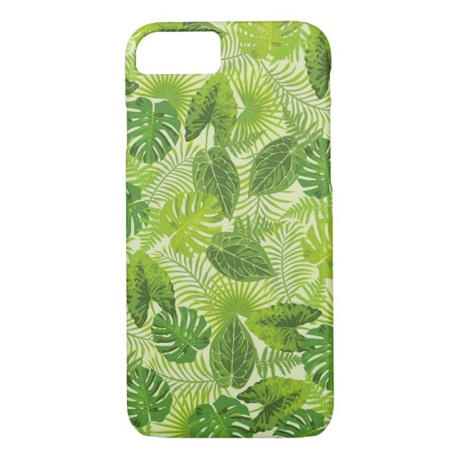 Coque iphone tropical à feuilles de palme vertes (Dos)