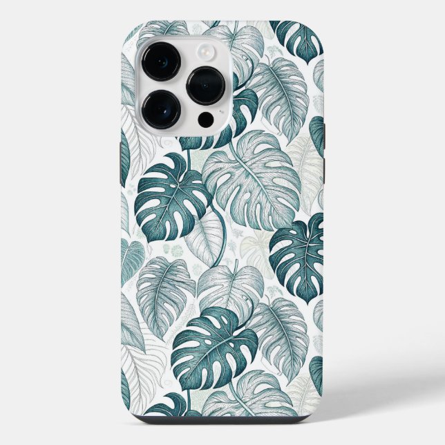 Coque iPhone Tropical Botanical Green Monsteras (Verso)