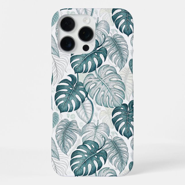 Coque iPhone Tropical Botanical Green Monsteras (Verso)