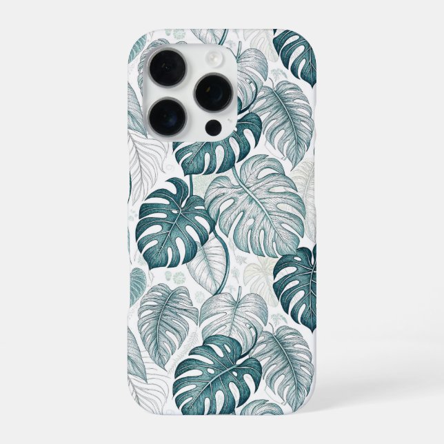 Coque iPhone Tropical Botanical Green Monsteras (Verso)