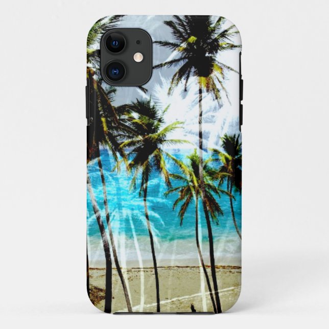 Coque iphone tropical de coutume d'océan de plage (Dos)
