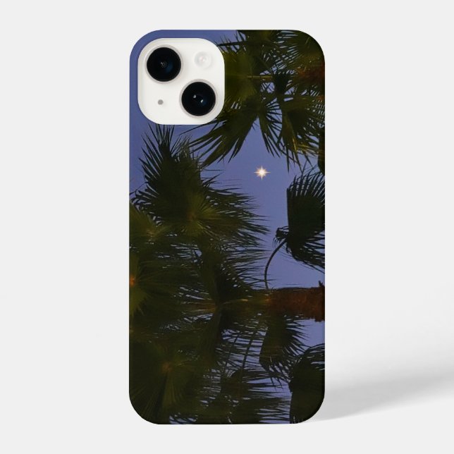 Coque iPhone Tropical Palm Tree Wall Art Twilight Coastal (Verso)