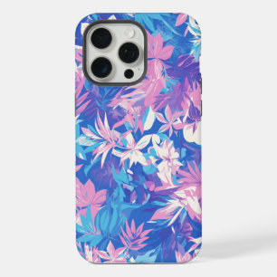 Coque iPhone 15 Pro Max 🌺 Tropical Pink & Blue Floral Pattern - Fresh & V