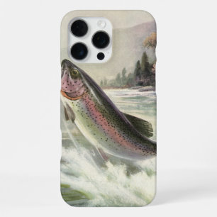 Coque iPhone 16 Pro Max Truite arc-en-ciel, pêcheur de poissons vintage pê