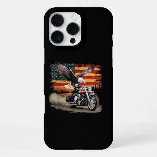 Coque iPhone 16 Pro Max Tshirt moto drapeau américain rétro biker USA