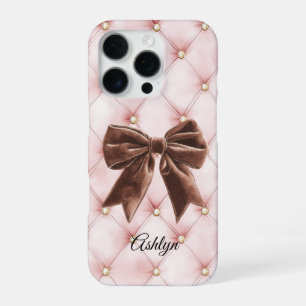 Coque iPhone 16 Pro Tubes en or rose Brown Bow
