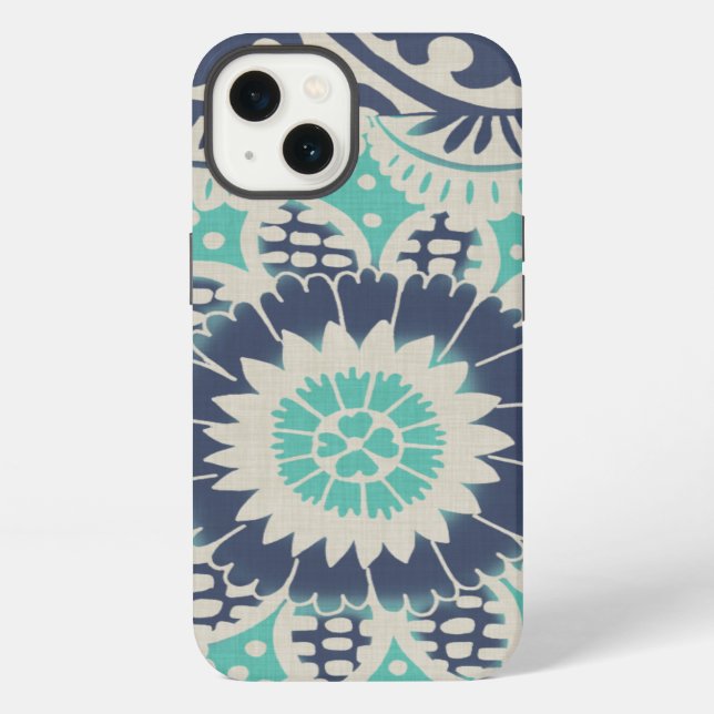 Coque iPhone Tuile bleue III de batik (Verso)