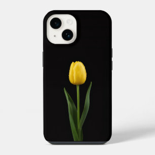 Coque Pour iPhone 14 Tulipe doré Black 4 Luxe iPhone 14 Mate