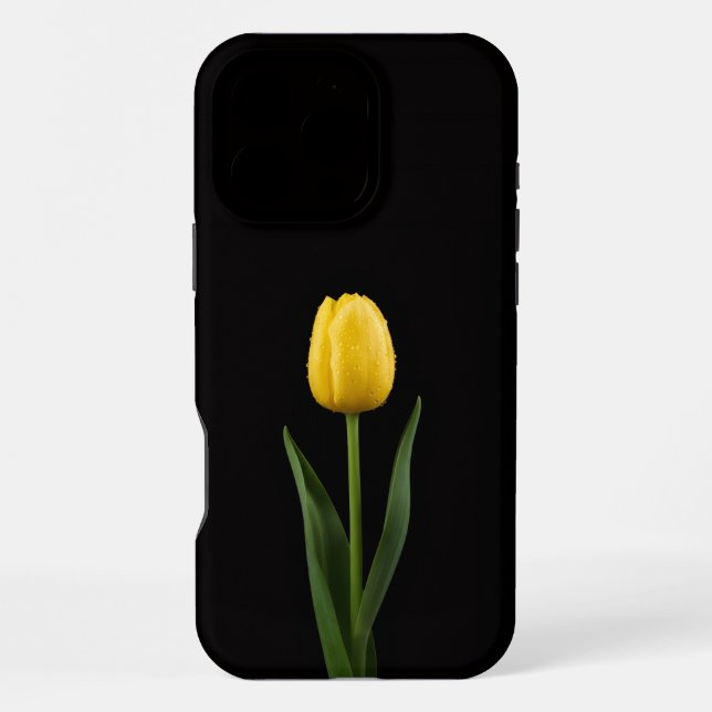 Coque iPhone Tulipe doré Black 4 Luxe iPhone 16 Pro Max (Verso)