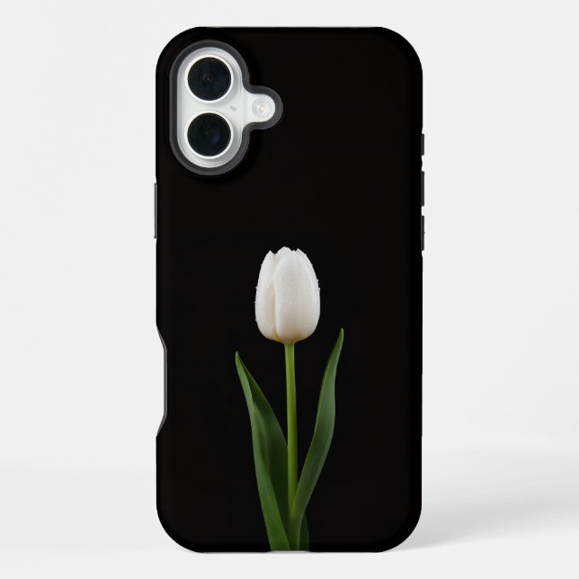 Coque iPhone Tulipe noire 4 Luxe iPhone 16 Plus, Tulipe blanche (Verso)