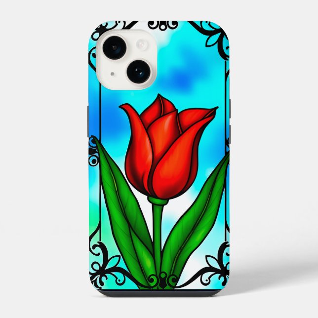Coque iPhone Tulipe rouge vibrant (Verso)