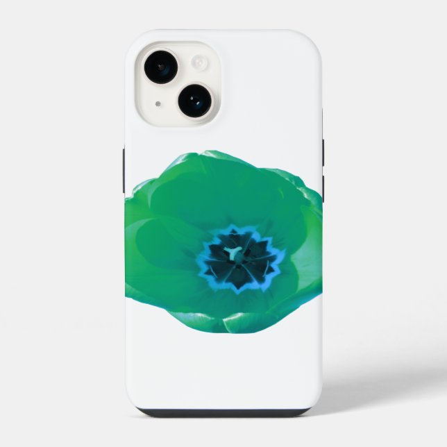Coque iPhone Tulipe verte et bleue (Verso)