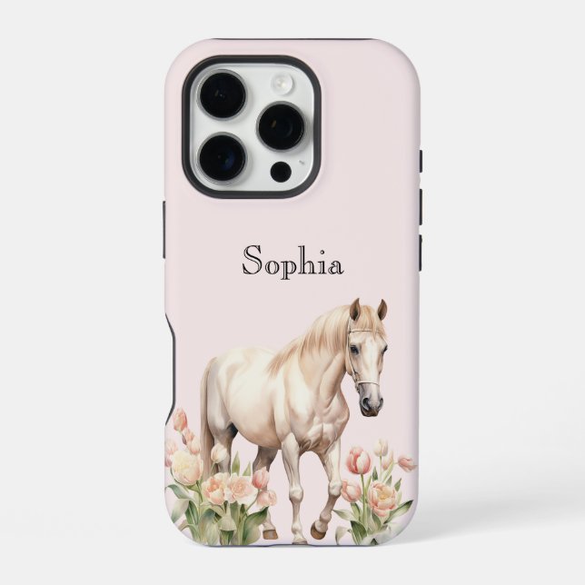 Coque iPhone Tulipes Cheval Blanc Rose Fardé   (Verso)