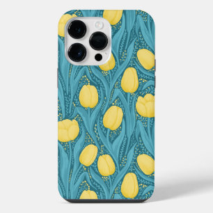Coque Pour Pour iPhone 14 Pro Max Tulipes en bleu et jaune