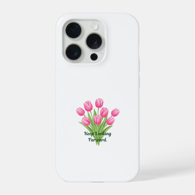 Coque iPhone Tulipes roses élégantes Citation motivationnelle b (Verso)