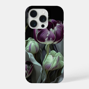 Coque iPhone 15 Pro Tulipes Van Gogh, jardin fantaisiste profond viole