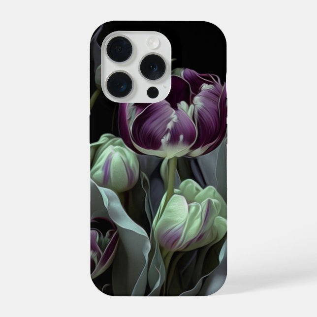 Coque iPhone Tulipes Van Gogh, jardin fantaisiste profond viole (Verso)
