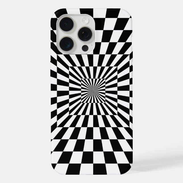 Coque iPhone tunnel d'échiquier d'illusion optique (Verso)