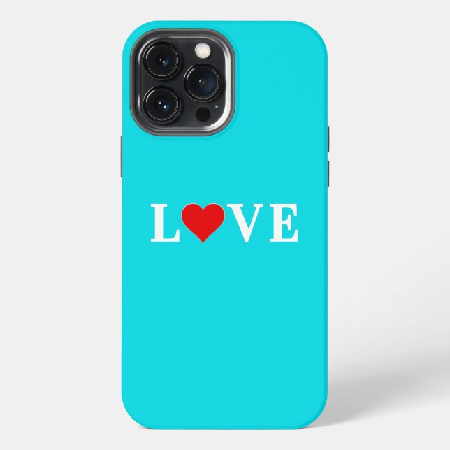 Coque iPhone Turquoise Bleu AMOUR Romantique Élégant (Verso)