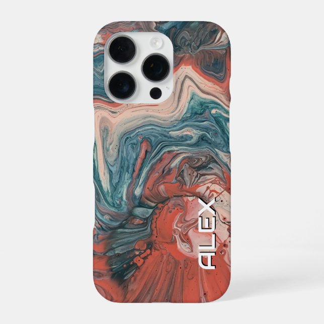 Coque iPhone Turquoise, Brûlé Orange & Crème Brûlé (Verso)