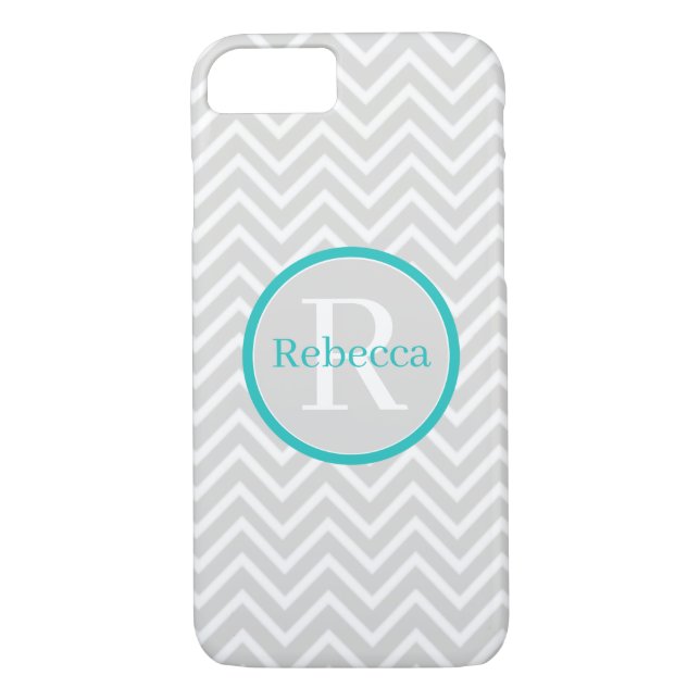 coque iphone turquoise Chevron Monogram (Dos)