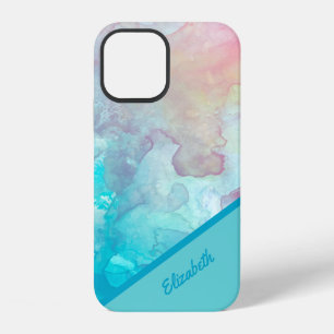 Coque iPhone 12 Turquoise Chic Aquarelle Personnalisé