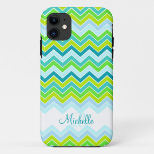 Coque iphone turquoise de nom de Zigzag