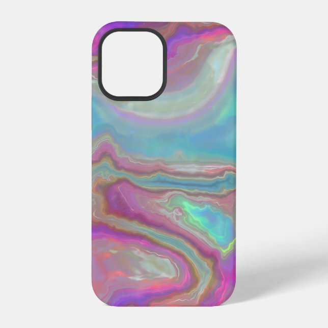 Coque iPhone Turquoise et agate opale rose (Verso)