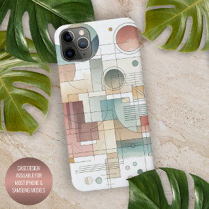 Coque iPhone 11Pro Max Turquoise Gris Bleu Beige Roue Rouge Abstrait Art