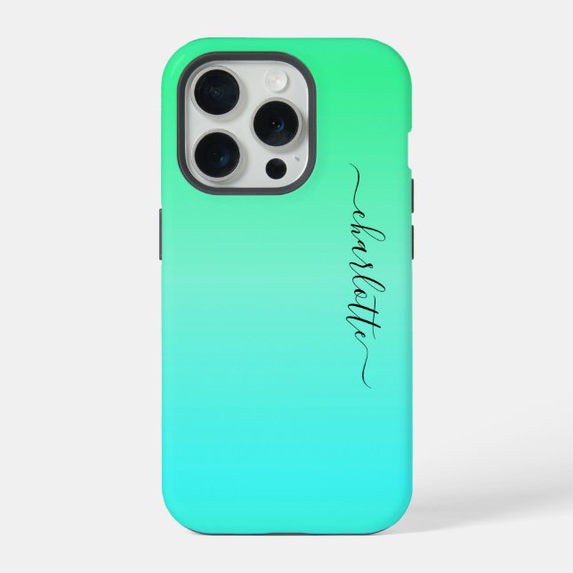Coque iPhone Turquoise Néon et Vert (Verso)