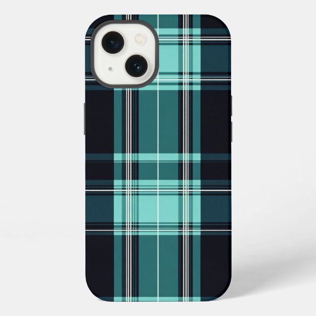 Coque iPhone Turquoise Tartan Chic (Verso)