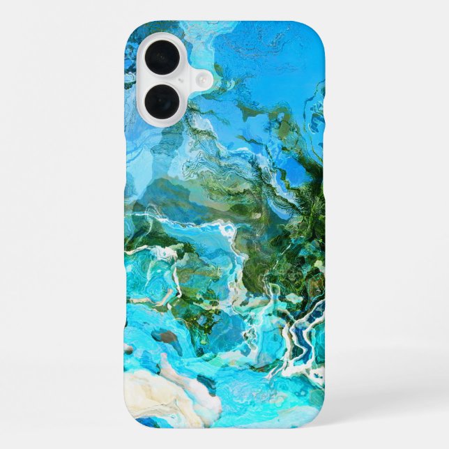 Coque iPhone Turquoise Tropical Bleu Océan & Vert Algue (Verso)