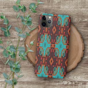 Coque iPhone 11Pro Max Turquoise Turquoise Orange Red Tribal Motif de mos