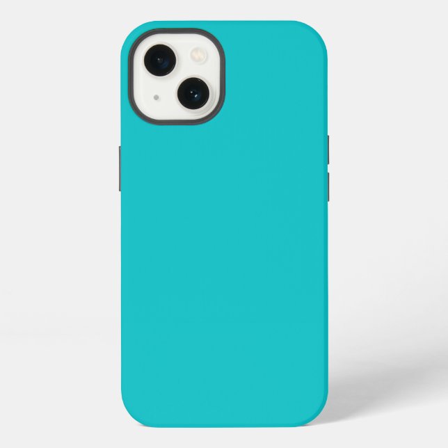 Coque iPhone Turquoise uni brillant uni (Verso)