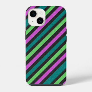 Coque Pour iPhone 14 Turquoise, Vert citron, Parties scintillant rose c
