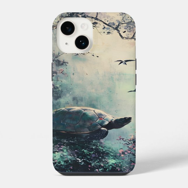 Coque iPhone Turtle Tranquillité s'épanouit (Verso)