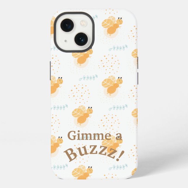 Coque iPhone Typographie Cute Bees Gimme a Buzz  (Verso)