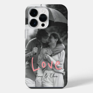 Coque Pour Pour iPhone 14 Pro Max Typographie de l'amour rose avec photo personnalis