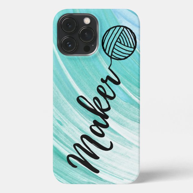 Coque iPhone Typographie de l'artisanat d'art Aquarelle Blues (Verso)
