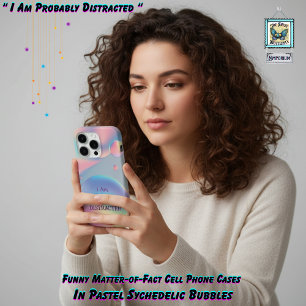 Coque iPhone 15 Pro Typographie de texte bulles pastel psychédéliques